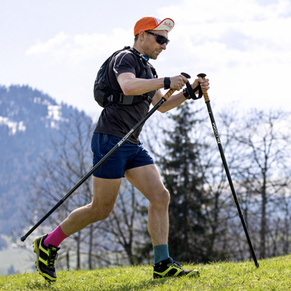 Bâtons de course télescopiques aluminium 63-135cm – Poignée liège