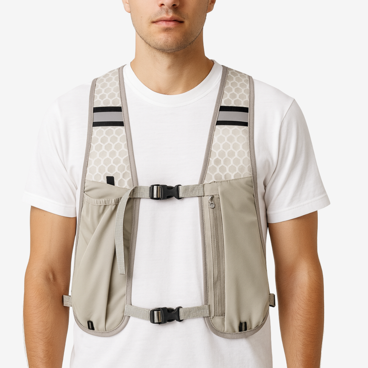 Gilet d'hydratation réfléchissant unisexe – sac d’hydratation léger avec poche téléphone pour running et trail
