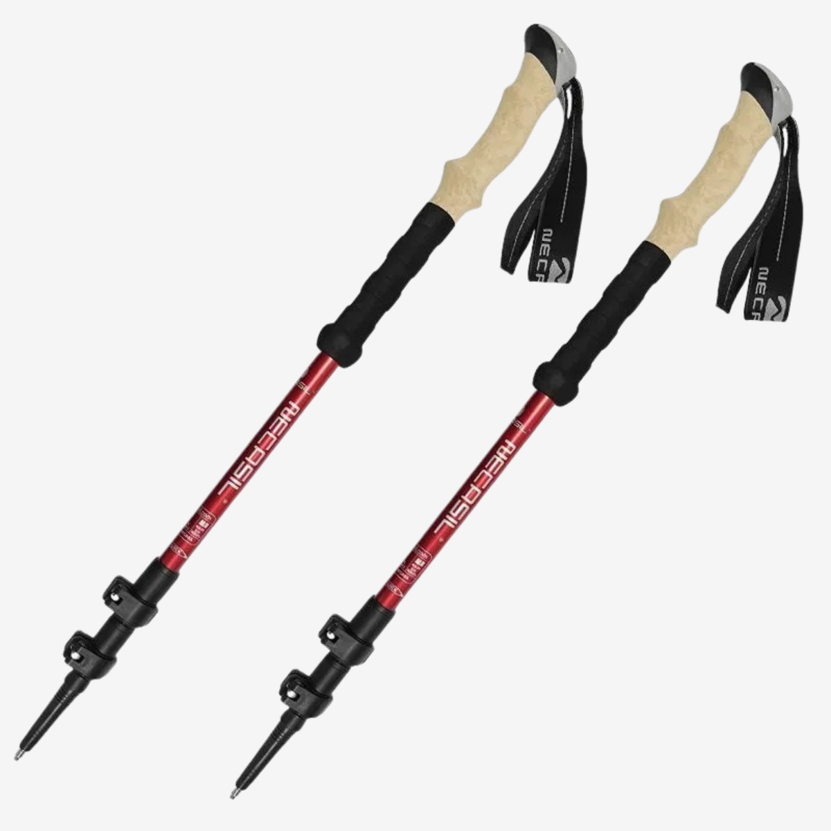 Bâtons trail aluminium réglables 62-135cm – Poignée liège carbure